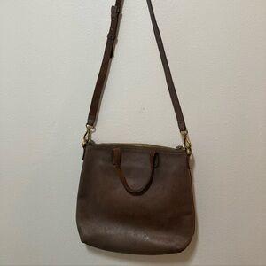 Madewell Gray Leather Purse Shoulder Bag/ Tote With Zipper